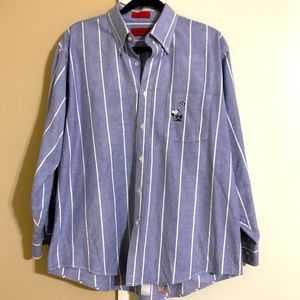 Vintage 1970s Peanuts Snoopy Playing Soccer Pinstripe Button Up Size 16 32/33
